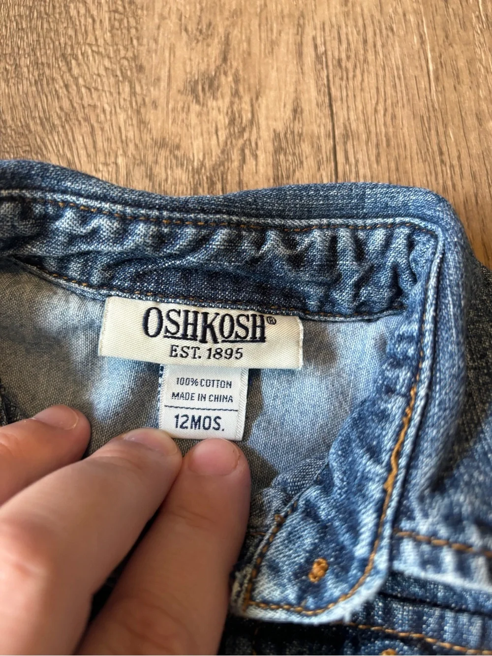 Vintage 2000s Y2K Oshkosh B’Gosh Denim Dress Baby Clothes Outfit Floral 12M